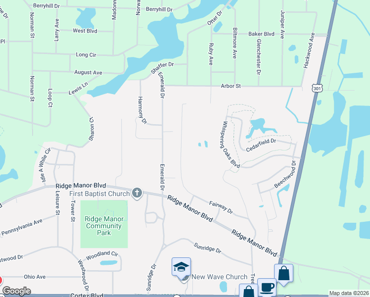 map of restaurants, bars, coffee shops, grocery stores, and more near 6088 Fairway Drive in Ridge Manor