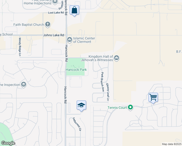 map of restaurants, bars, coffee shops, grocery stores, and more near 2810 White Magnolia Loop in Clermont