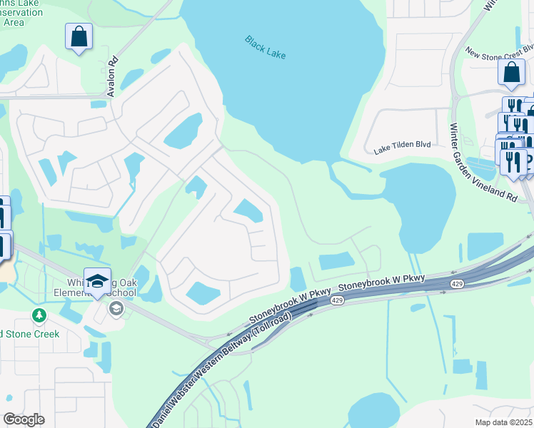 map of restaurants, bars, coffee shops, grocery stores, and more near 13419 Fox Glove Street in Winter Garden