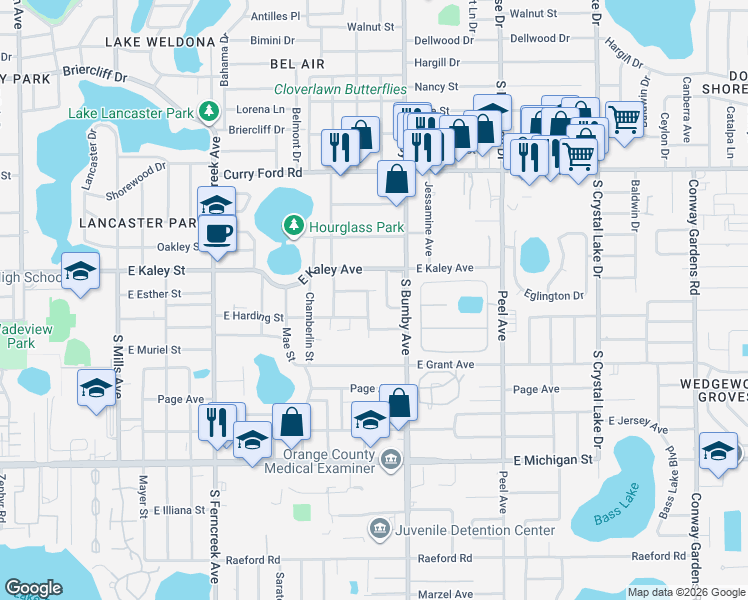 map of restaurants, bars, coffee shops, grocery stores, and more near 1944 Ranwill Court in Orlando