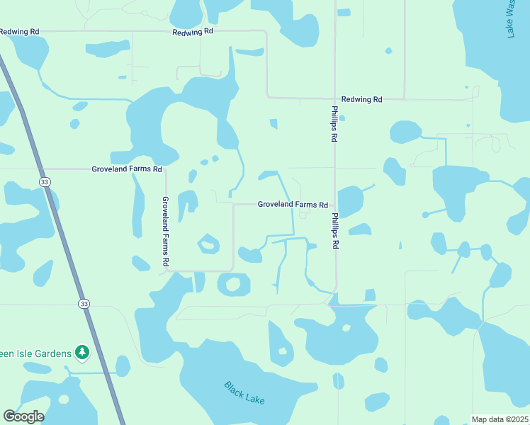 map of restaurants, bars, coffee shops, grocery stores, and more near 7544-7686 Groveland Farms Road in Groveland