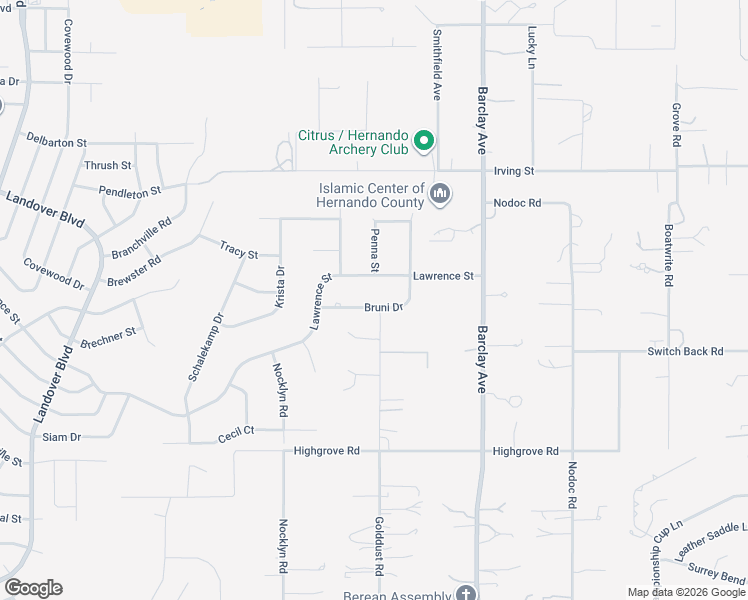 map of restaurants, bars, coffee shops, grocery stores, and more near 13499 Bruni Drive in Spring Hill