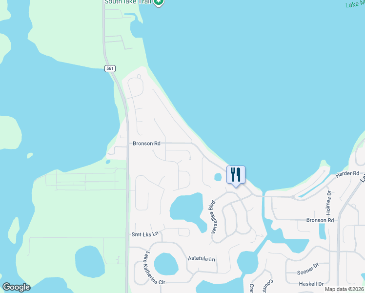map of restaurants, bars, coffee shops, grocery stores, and more near 10635 Point Overlook Drive in Clermont