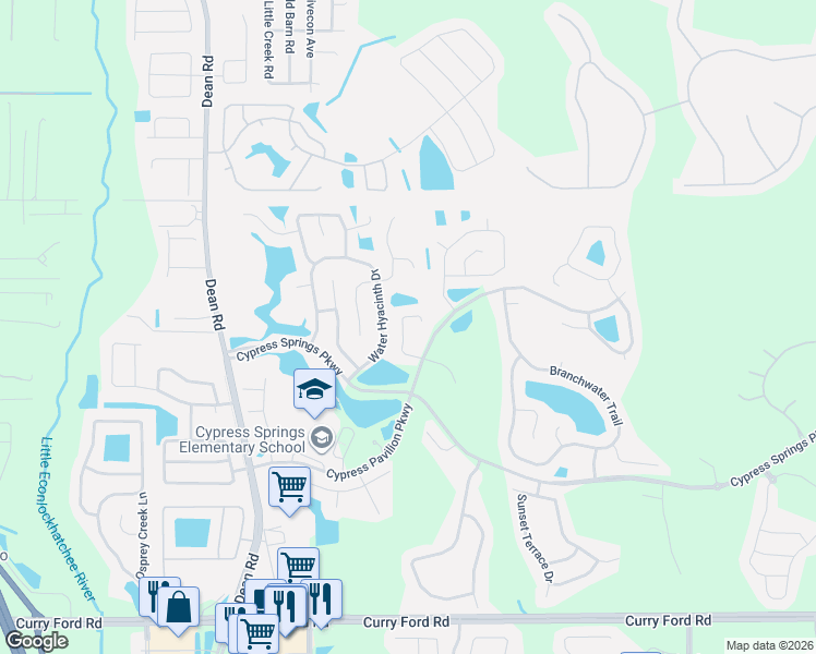 map of restaurants, bars, coffee shops, grocery stores, and more near 1854 Blue Fox Court in Orlando