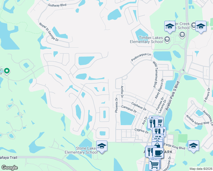 map of restaurants, bars, coffee shops, grocery stores, and more near 2212 Hillshire Drive in Orlando