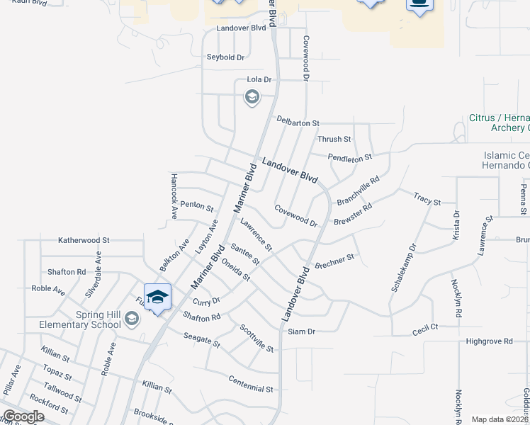 map of restaurants, bars, coffee shops, grocery stores, and more near 6299 Covewood Drive in Spring Hill