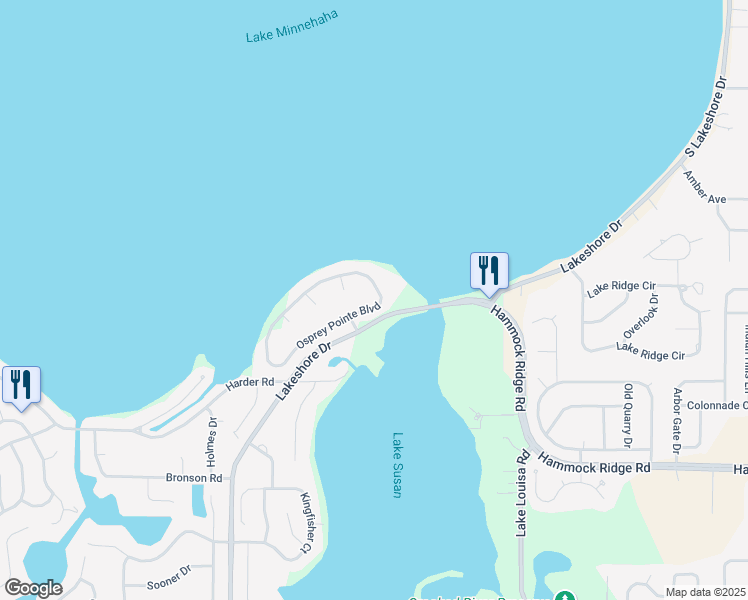 map of restaurants, bars, coffee shops, grocery stores, and more near 11749 Osprey Pointe Boulevard in Clermont