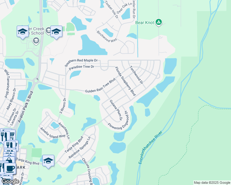 map of restaurants, bars, coffee shops, grocery stores, and more near 14457 Chinese Elm Drive in Orlando