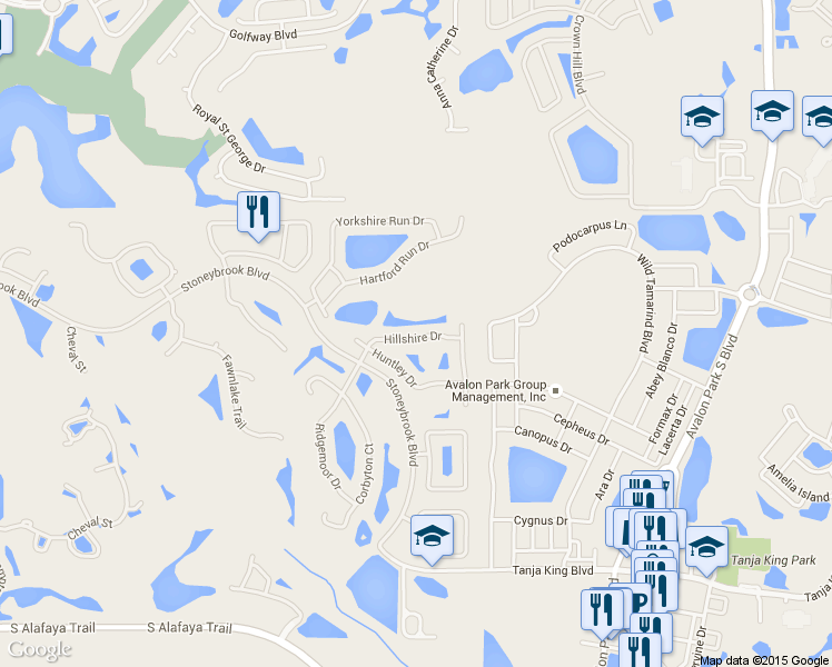 map of restaurants, bars, coffee shops, grocery stores, and more near 2248 Hillshire Drive in Orlando