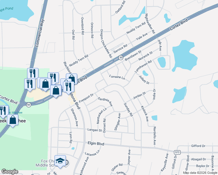 map of restaurants, bars, coffee shops, grocery stores, and more near 6328 Freeport Dr in Spring Hill