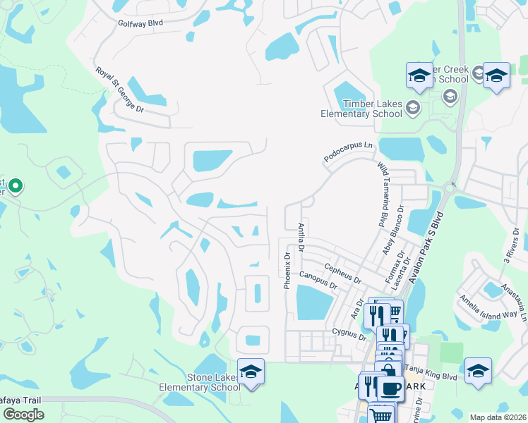 map of restaurants, bars, coffee shops, grocery stores, and more near 2212 Hillshire Drive in Orlando
