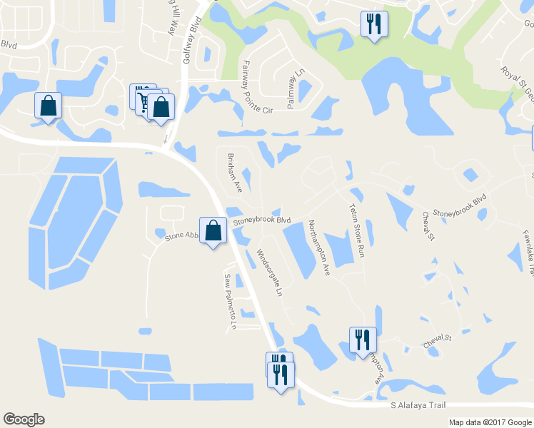 map of restaurants, bars, coffee shops, grocery stores, and more near 2000 Stone Cross Circle in Orlando