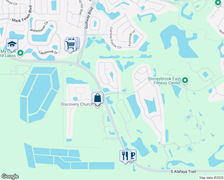map of restaurants, bars, coffee shops, grocery stores, and more near 2442 Stone Cross Circle in Orlando