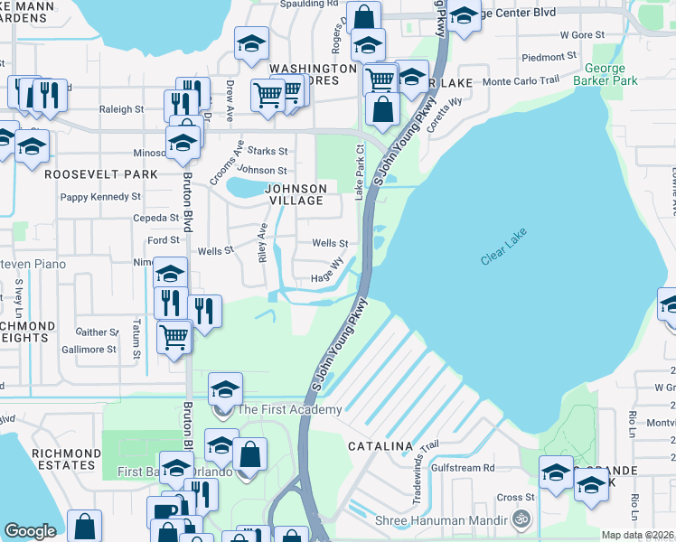 map of restaurants, bars, coffee shops, grocery stores, and more near 1801 Hage Way in Orlando