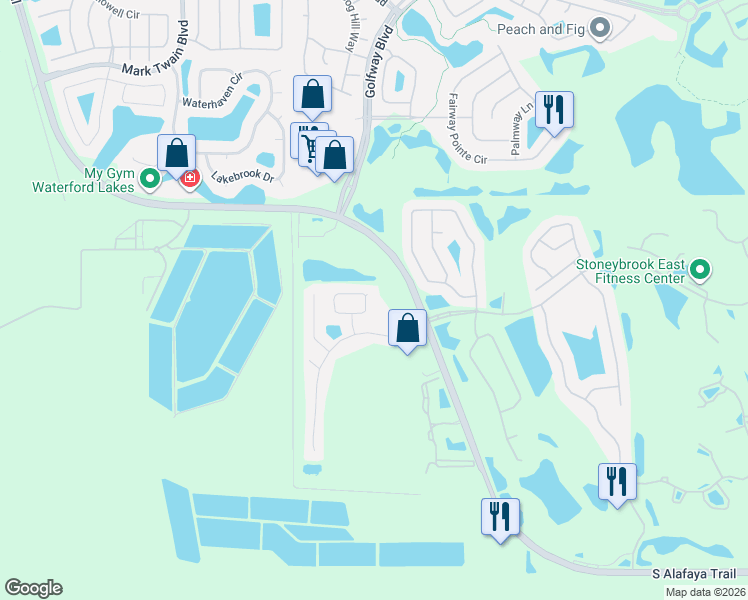 map of restaurants, bars, coffee shops, grocery stores, and more near 2249 Heathwood Circle in Orlando