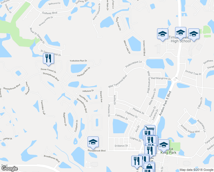 map of restaurants, bars, coffee shops, grocery stores, and more near 2129 Wild Tamarind Boulevard in Orlando