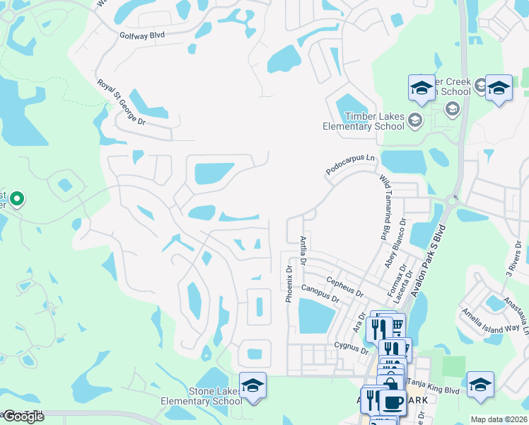 map of restaurants, bars, coffee shops, grocery stores, and more near 2212 Hillshire Drive in Orlando