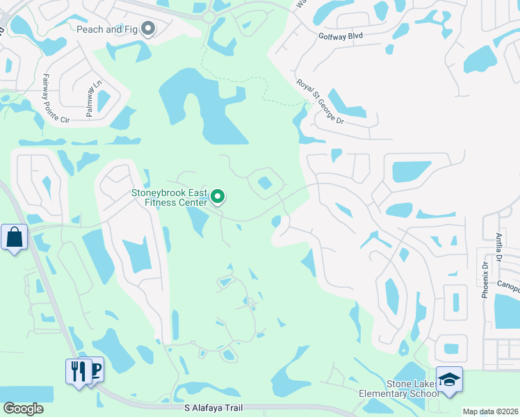 map of restaurants, bars, coffee shops, grocery stores, and more near 2348 Stewarts Cove in Orlando