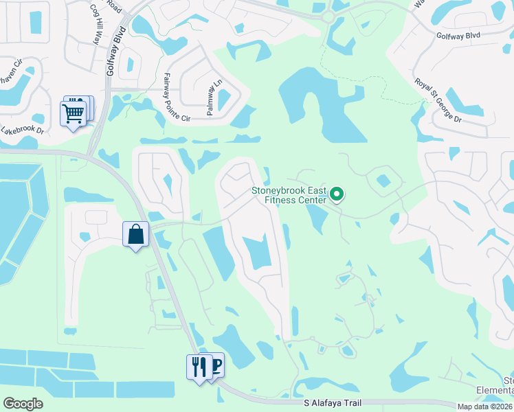 map of restaurants, bars, coffee shops, grocery stores, and more near 2446 Teton Stone Run in Orlando