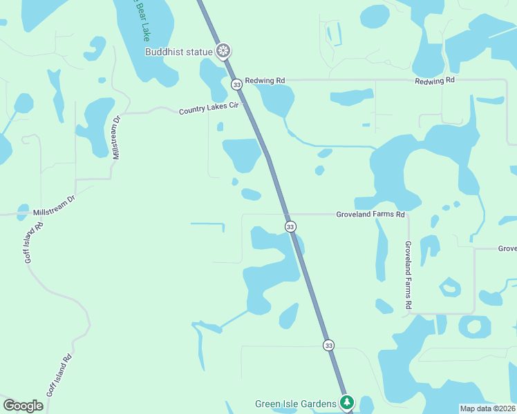 map of restaurants, bars, coffee shops, grocery stores, and more near 12039 Highway 33 in Groveland