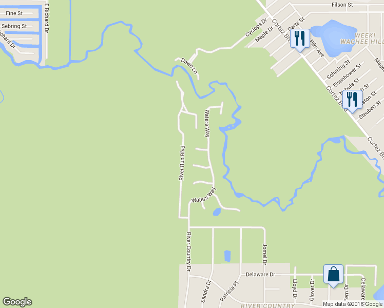 map of restaurants, bars, coffee shops, grocery stores, and more near 7258 Loblolly Court in Weeki Wachee