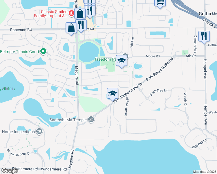map of restaurants, bars, coffee shops, grocery stores, and more near 225 Sagecrest Drive in Ocoee