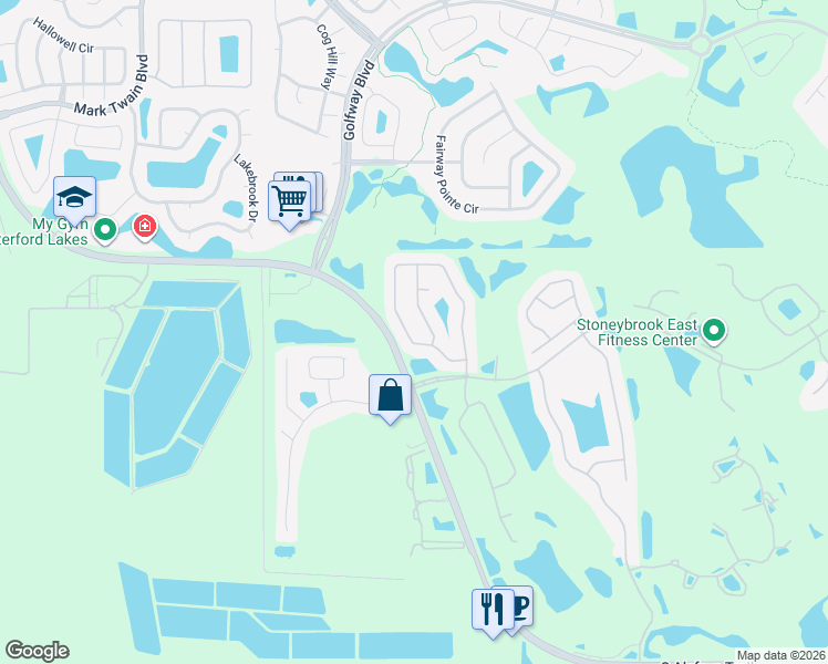 map of restaurants, bars, coffee shops, grocery stores, and more near 2341 Stone Cross Circle in Orlando