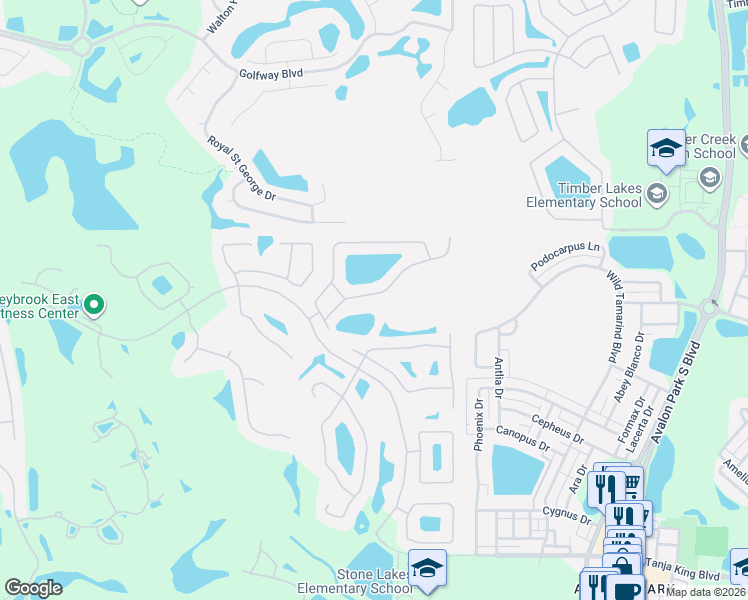 map of restaurants, bars, coffee shops, grocery stores, and more near 14786 Hartford Run Drive in Orlando