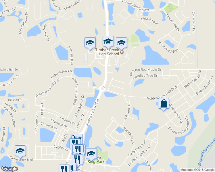 map of restaurants, bars, coffee shops, grocery stores, and more near 14013 Orchid Tree Place in Orlando
