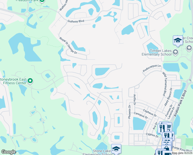 map of restaurants, bars, coffee shops, grocery stores, and more near 14733 Hartford Run Drive in Orlando