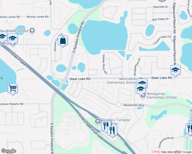 map of restaurants, bars, coffee shops, grocery stores, and more near 7801 Belvoir Drive in Orlando