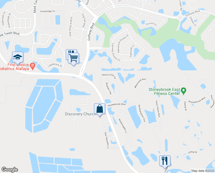 map of restaurants, bars, coffee shops, grocery stores, and more near 2384 Brixham Avenue in Orlando