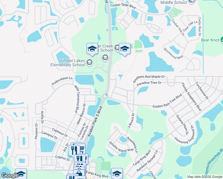 map of restaurants, bars, coffee shops, grocery stores, and more near 14013 Orchid Tree Place in Orlando
