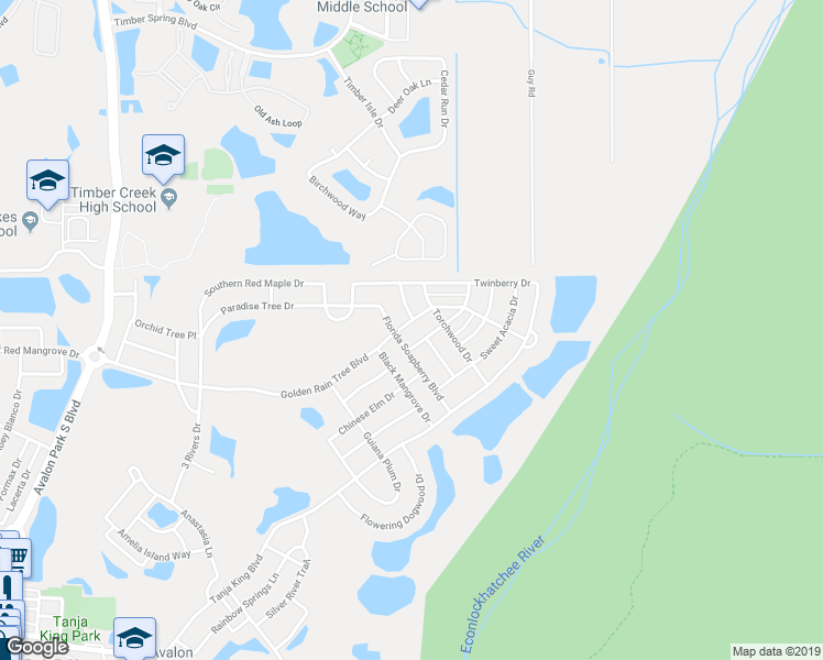 map of restaurants, bars, coffee shops, grocery stores, and more near 14624 Golden Rain Tree Boulevard in Orlando