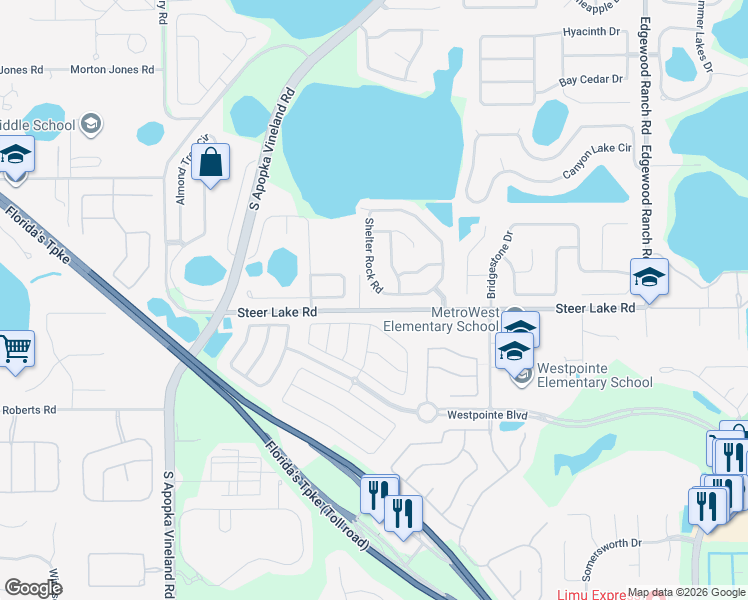 map of restaurants, bars, coffee shops, grocery stores, and more near 7741 Belvoir Drive in Orlando