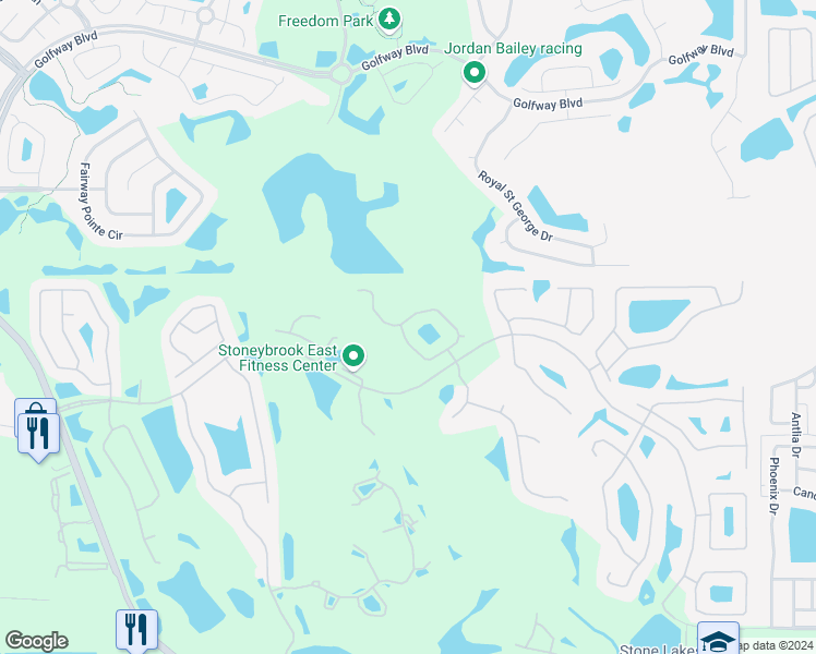 map of restaurants, bars, coffee shops, grocery stores, and more near 14203 Nottingham Way Circle in Orlando