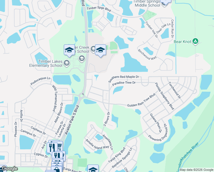 map of restaurants, bars, coffee shops, grocery stores, and more near 14145 Southern Red Maple Drive in Orlando
