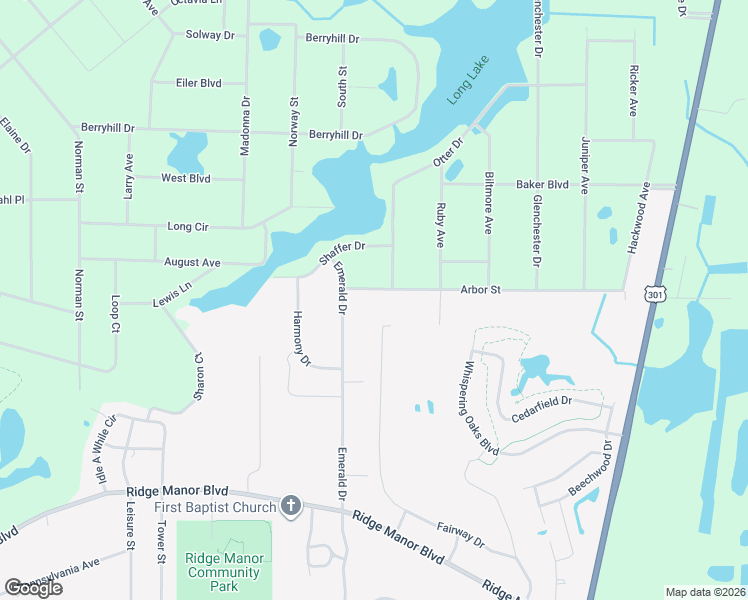 map of restaurants, bars, coffee shops, grocery stores, and more near 34265 Arbor Street in Ridge Manor