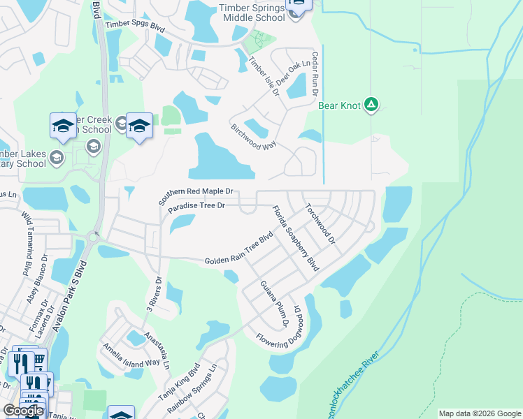 map of restaurants, bars, coffee shops, grocery stores, and more near 14391 Paradise Tree Drive in Orlando