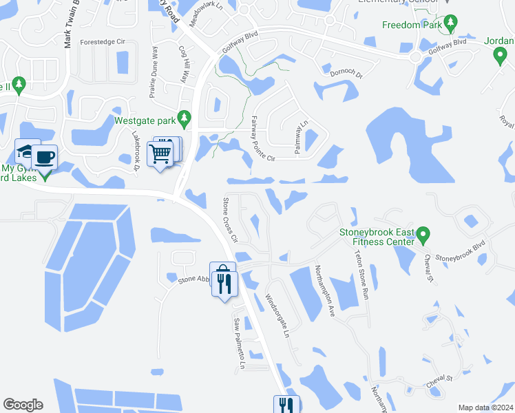 map of restaurants, bars, coffee shops, grocery stores, and more near 2113 Stone Cross Circle in Orlando
