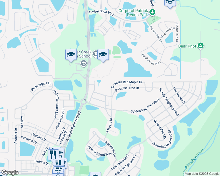 map of restaurants, bars, coffee shops, grocery stores, and more near 14145 Southern Red Maple Drive in Orlando