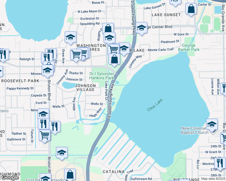 map of restaurants, bars, coffee shops, grocery stores, and more near 1511 County Road 423 in Orlando