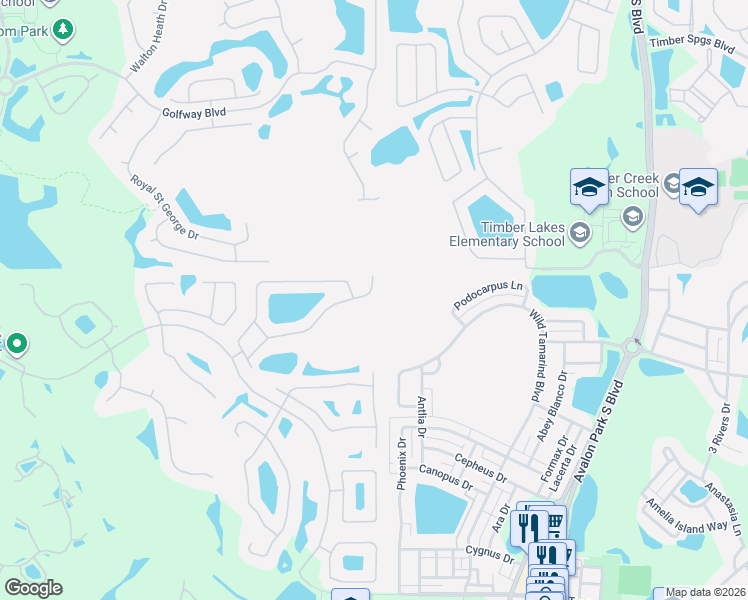map of restaurants, bars, coffee shops, grocery stores, and more near 14932 Hartford Run Drive in Orlando