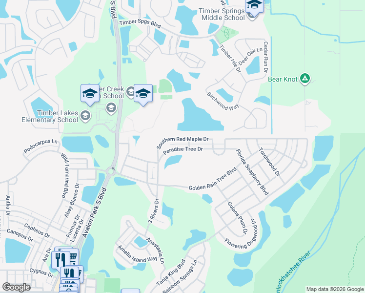 map of restaurants, bars, coffee shops, grocery stores, and more near 14269 Paradise Tree Drive in Orlando