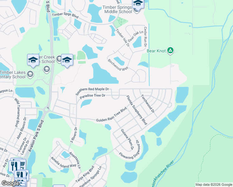 map of restaurants, bars, coffee shops, grocery stores, and more near 14391 Paradise Tree Drive in Orlando