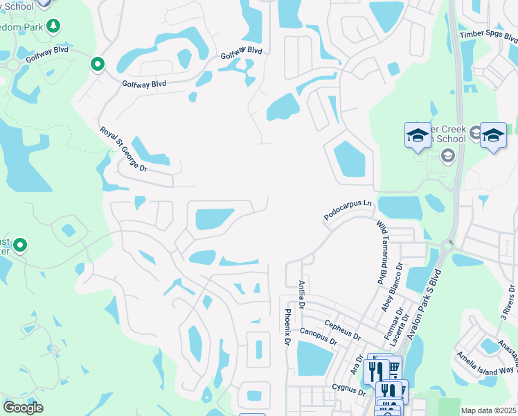 map of restaurants, bars, coffee shops, grocery stores, and more near 14921 Hartford Run Drive in Orlando