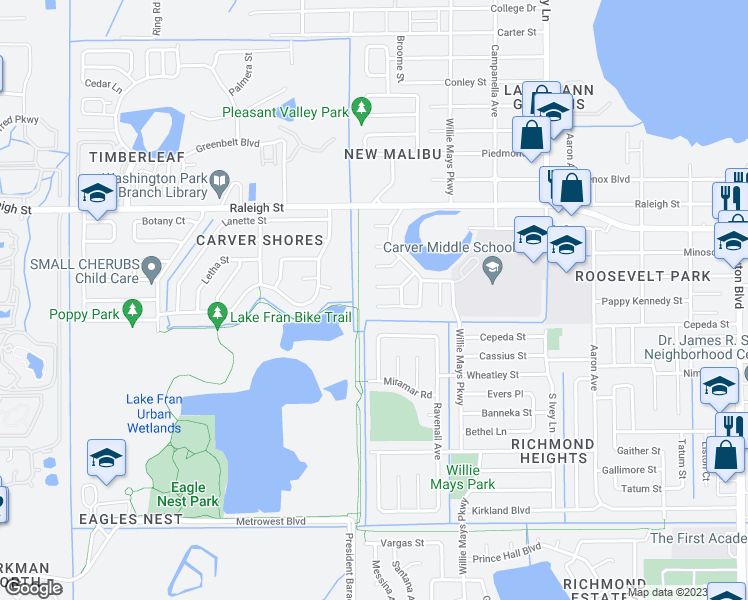 map of restaurants, bars, coffee shops, grocery stores, and more near 4753 Imogene Court in Orlando