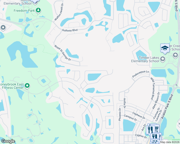 map of restaurants, bars, coffee shops, grocery stores, and more near 14734 Yorkshire Run Drive in Orlando