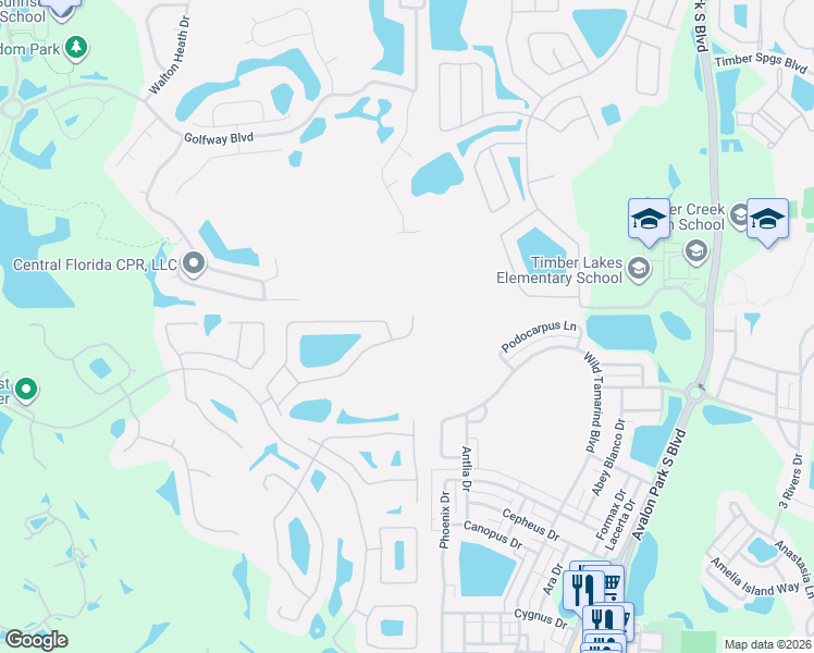 map of restaurants, bars, coffee shops, grocery stores, and more near 14932 Hartford Run Drive in Orlando