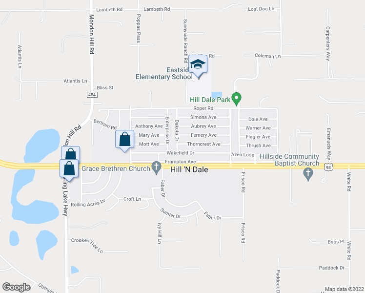 map of restaurants, bars, coffee shops, grocery stores, and more near 27086 Thorncrest Avenue in Brooksville